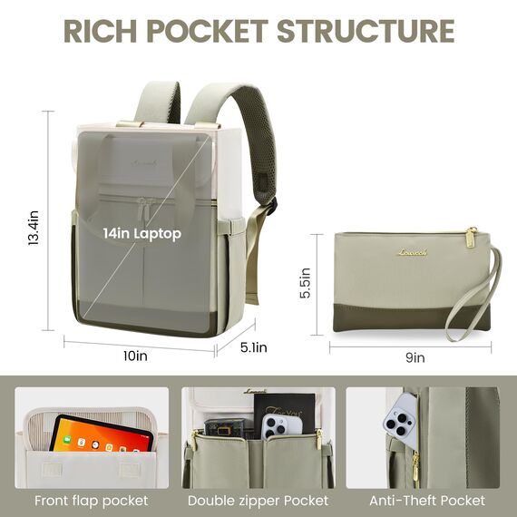 LOVEVOOK Rucksack Damen Klein Cityrucksack Kleiner Handtasche 2 in 1 Rucksacktasche, Mini Schultertasche Tasche Backpack Women Elegant für Freizeit Reisen Arbeit, Hellgrün