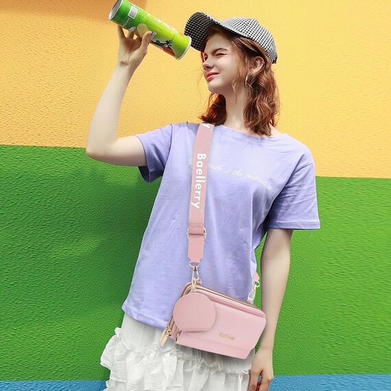 HNOOM Handytasche zum Umhängen Kleine Handy Umhängetasche Damen PU Leder Handytasche mit Geldbörse zum Umhängen Crossbody Schultertasche mit Kartenfächer, Verstellbarem Schultergurt (Rosa)