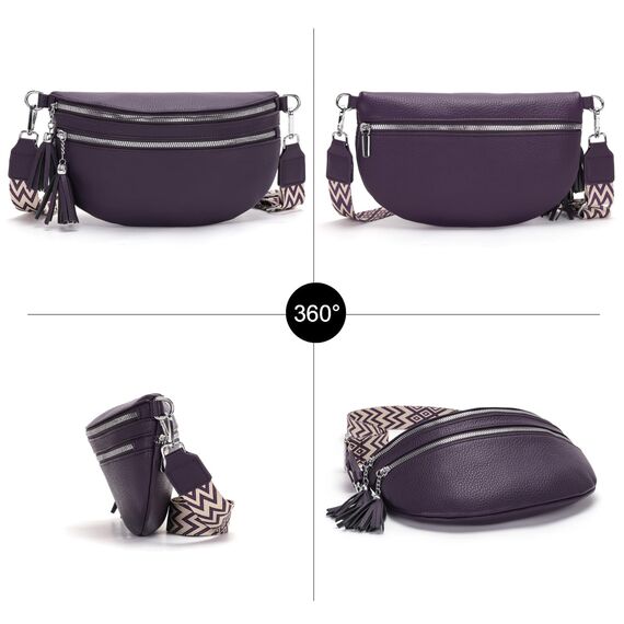 LANXINGLUO bauchtasche damen Lila umhängetasche damen mittelgroß crossbody bag Mit Kreditkartenfach und 2 Schultergurten bags for women