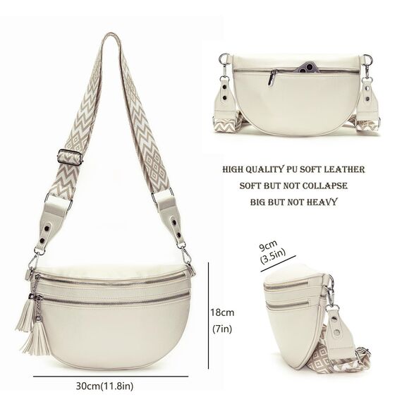 LANXINGLUO bauchtasche damen beige umhängetasche damen beige crossbody bag Mit Kreditkartenfach und 2 Schultergurten gürteltasche damen