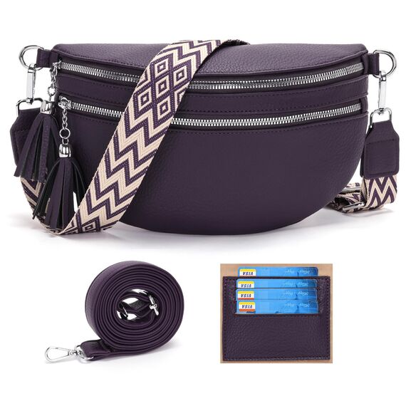 LANXINGLUO bauchtasche damen Lila umhängetasche damen mittelgroß crossbody bag Mit Kreditkartenfach und 2 Schultergurten bags for women