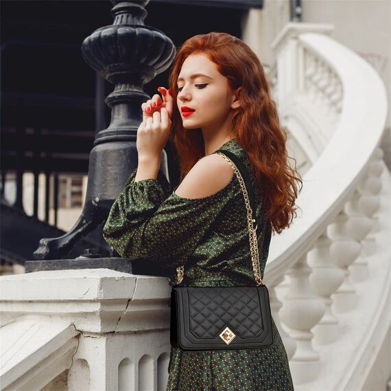 Travistar Kleine Umhängetasche Damen – Handtasche Damen Klein aus Kunstleder, Kette Schulterriemen Tasche Crossbody Bag mit Reißverschluss, Schultertasche für Alltag, Reisen & Geschenk