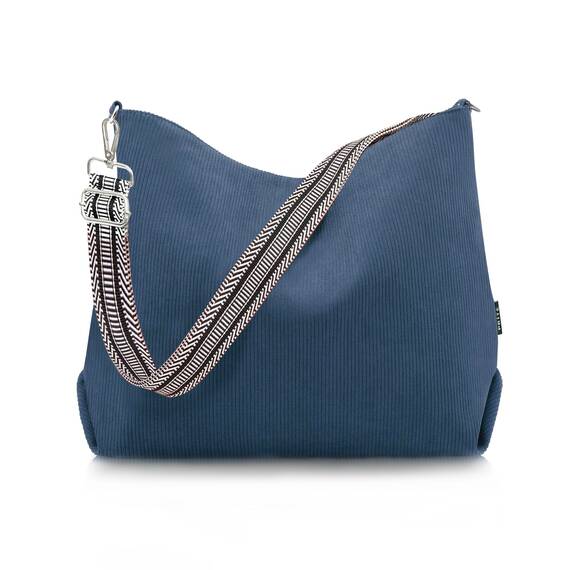 Prite Shopper Tasche Damen Groß Cord Tasche Tote Bag mit Verstellbarem Schultergurt für College Schule Arbeit Reisen Einkaufen（Blau）