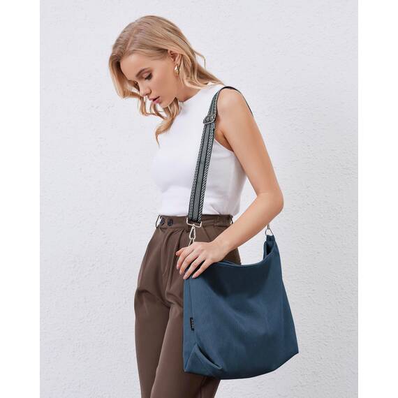 Prite Shopper Tasche Damen Groß Cord Tasche Tote Bag mit Verstellbarem Schultergurt für College Schule Arbeit Reisen Einkaufen（Blau）