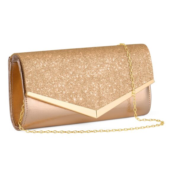 OSDUE Kettentasche, Clutch Damen, Glitzer Abendtasche, Elegante Envelope Tasche Kettentasche Schultertaschen für Hochzeit Party Freizeit Date