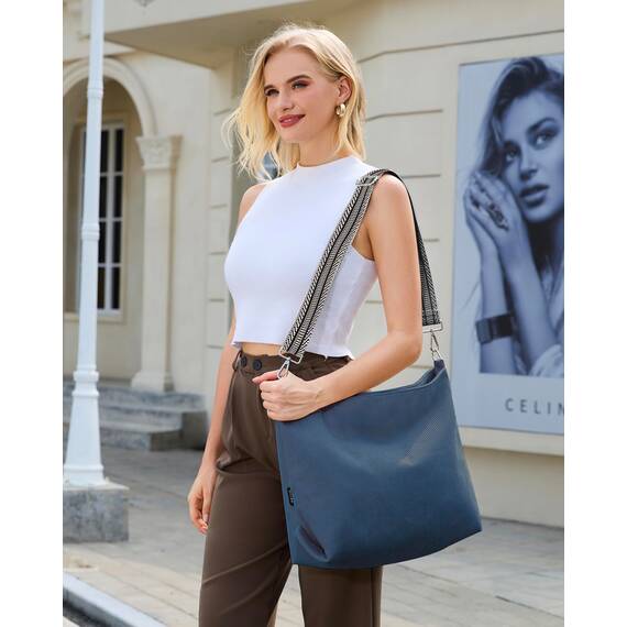 Prite Shopper Tasche Damen Groß Cord Tasche Tote Bag mit Verstellbarem Schultergurt für College Schule Arbeit Reisen Einkaufen（Blau）