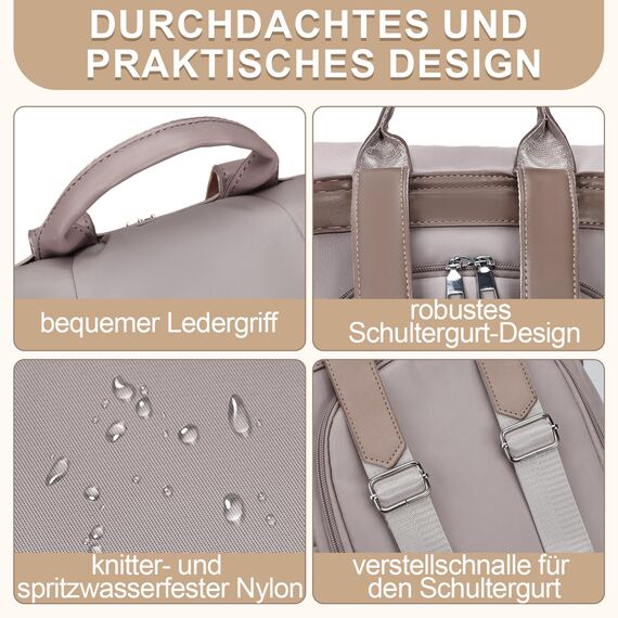 Eshow Rucksack Damen Klein, Anti-Diebstahl Kleiner Cityrucksack Tagesrucksack Elegant, 3 in 1 Rucksackhandtasche für Mädchen und Frauen, Rucksacktasche Modern für Pendeln Schule Arbeit Reise Grau