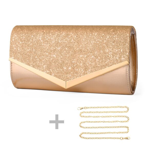 OSDUE Kettentasche, Clutch Damen, Glitzer Abendtasche, Elegante Envelope Tasche Kettentasche Schultertaschen für Hochzeit Party Freizeit Date