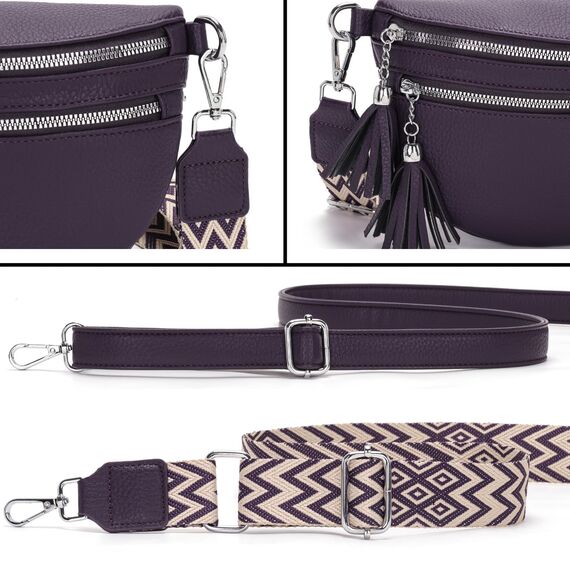 LANXINGLUO bauchtasche damen Lila umhängetasche damen mittelgroß crossbody bag Mit Kreditkartenfach und 2 Schultergurten bags for women