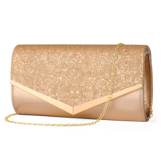 OSDUE Kettentasche, Clutch Damen, Glitzer Abendtasche, Elegante Envelope Tasche Kettentasche Schultertaschen für Hochzeit Party Freizeit Date