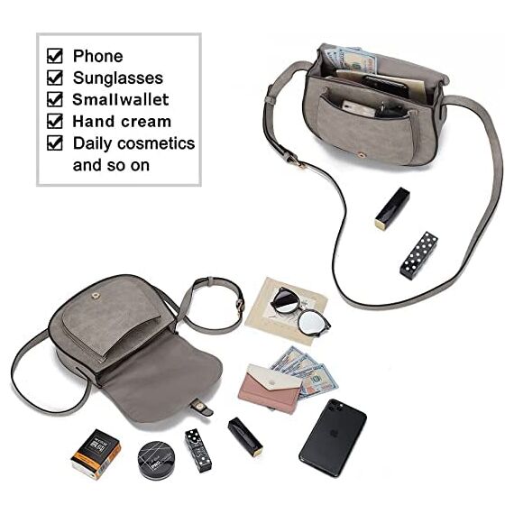 AFKOMST Umhängetasche Damen Klein, Frauen PU Leder Schultertaschen, Handtasche Damen, mit Verstellbar Abnehmbar Schultergurt