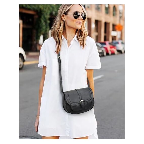 AFKOMST Umhängetasche Damen Klein, Frauen PU Leder Schultertaschen, Handtasche Damen, mit Verstellbar Abnehmbar Schultergurt…