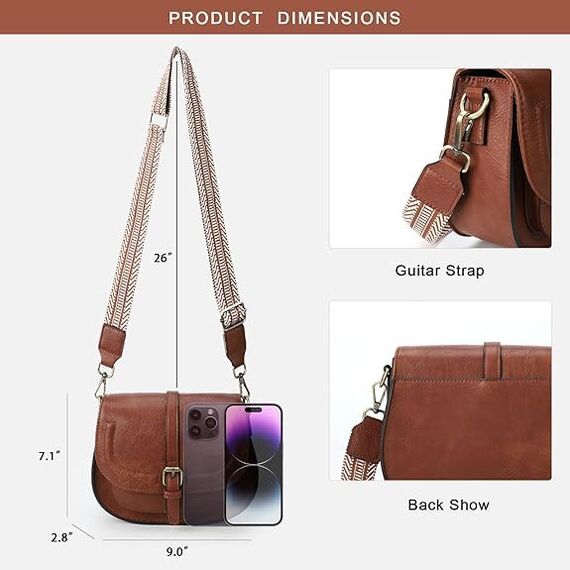 AFKOMST Umhängetasche Damen Klein, Frauen PU Leder Schultertaschen, Handtasche Damen, mit Verstellbar Abnehmbar Schultergurt