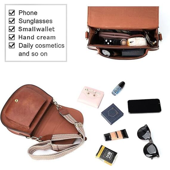 AFKOMST Umhängetasche Damen Klein, Frauen PU Leder Schultertaschen, Handtasche Damen, mit Verstellbar Abnehmbar Schultergurt