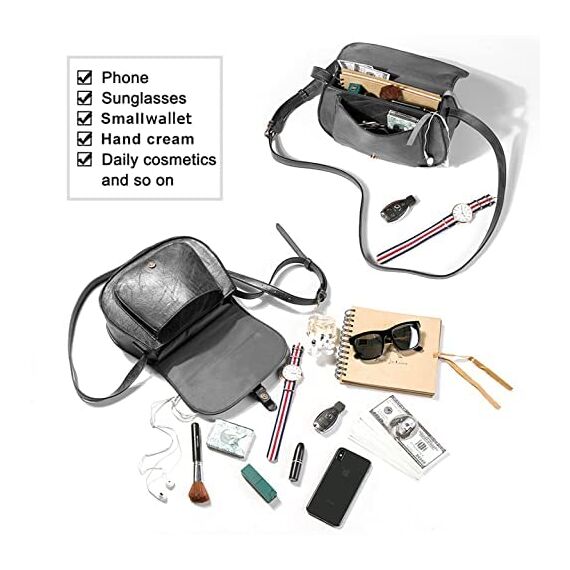 AFKOMST Umhängetasche Damen Klein, Frauen PU Leder Schultertaschen, Handtasche Damen, mit Verstellbar Abnehmbar Schultergurt