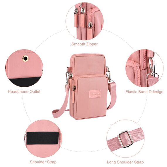 Aucuu Handytasche zum Umhängen Damen, Kleine Umhängetasche mit Kopfhörer Eingang, Geldbörse Damen, Crossbody Schultertasche Handytasche, Verstellbar Abnehmbar Schultergurt für Handy unter 7 Zoll