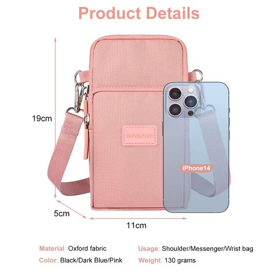 Aucuu Handytasche zum Umhängen Damen, Kleine Umhängetasche mit Kopfhörer Eingang, Geldbörse Damen, Crossbody Schultertasche Handytasche, Verstellbar Abnehmbar Schultergurt für Handy unter 7 Zoll