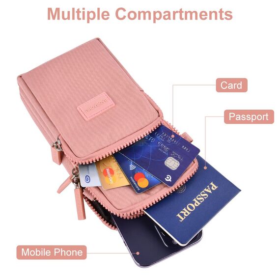 Aucuu Handytasche zum Umhängen Damen, Kleine Umhängetasche mit Kopfhörer Eingang, Geldbörse Damen, Crossbody Schultertasche Handytasche, Verstellbar Abnehmbar Schultergurt für Handy unter 7 Zoll