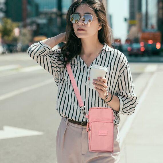 Aucuu Handytasche zum Umhängen Damen, Kleine Umhängetasche mit Kopfhörer Eingang, Geldbörse Damen, Crossbody Schultertasche Handytasche, Verstellbar Abnehmbar Schultergurt für Handy unter 7 Zoll