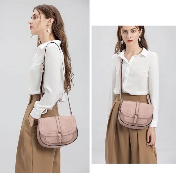 AFKOMST Umhängetasche Damen Klein, Frauen PU Leder Schultertaschen, Handtasche Damen, mit Verstellbar Abnehmbar Schultergurt…