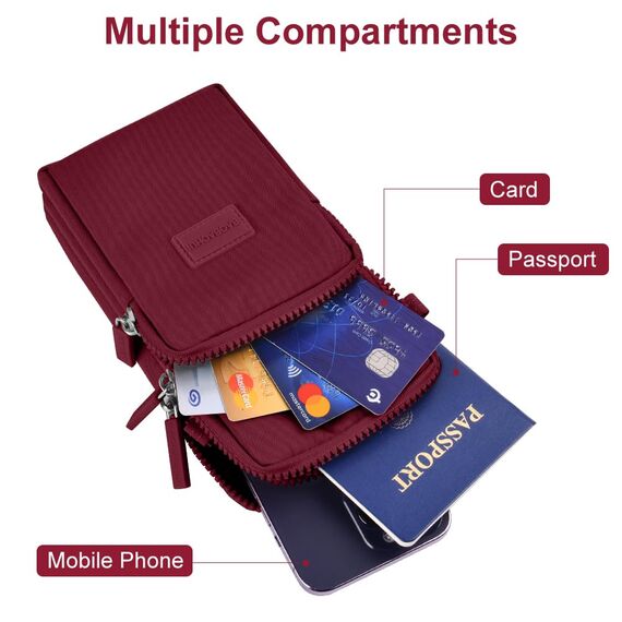 Aucuu Handytasche zum Umhängen Damen, Kleine Umhängetasche mit Kopfhörer Eingang, Geldbörse Damen, Crossbody Schultertasche Handytasche, Verstellbar Abnehmbar Schultergurt für Handy unter 7 Zoll