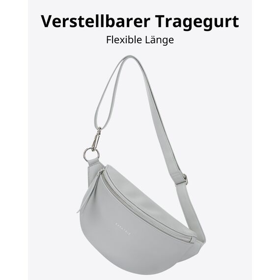 Expatrié Bauchtasche Damen Grau - Alice Small - Gürteltasche für Festival, Reisen & Alltag aus Veganem Leder - Brusttasche Stylisch - Wasserabweisend