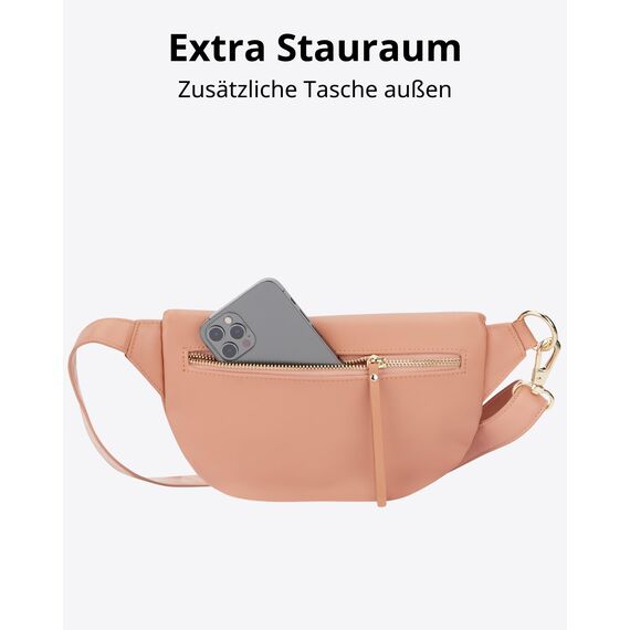 Expatrié Bauchtasche Damen Rosa - Alice Small - Gürteltasche für Festival, Reisen & Alltag aus Veganem Leder - Brusttasche Stylisch - Wasserabweisend