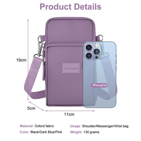 Aucuu Handytasche zum Umhängen Damen, Kleine Umhängetasche mit Kopfhörer Eingang, Geldbörse Damen, Crossbody Schultertasche Handytasche, Verstellbar Abnehmbar Schultergurt für Handy 7 Zoll