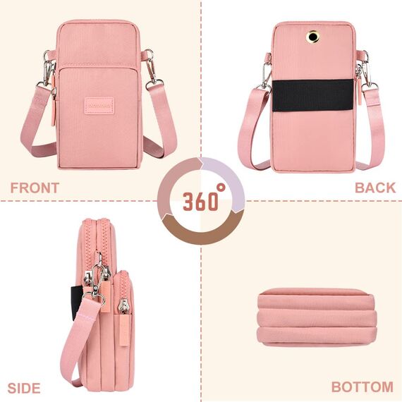 Aucuu Handytasche zum Umhängen Damen, Kleine Umhängetasche mit Kopfhörer Eingang, Geldbörse Damen, Crossbody Schultertasche Handytasche, Verstellbar Abnehmbar Schultergurt für Handy unter 7 Zoll