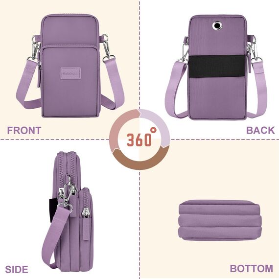 Aucuu Handytasche zum Umhängen Damen, Kleine Umhängetasche mit Kopfhörer Eingang, Geldbörse Damen, Crossbody Schultertasche Handytasche, Verstellbar Abnehmbar Schultergurt für Handy 7 Zoll