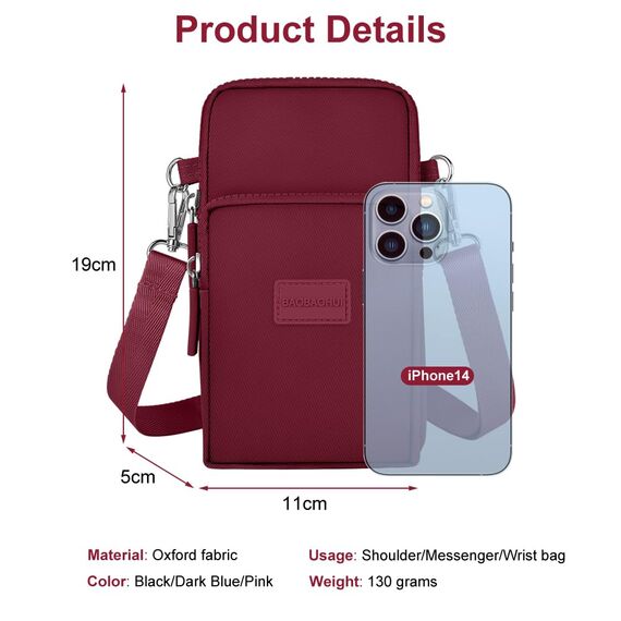 Aucuu Handytasche zum Umhängen Damen, Kleine Umhängetasche mit Kopfhörer Eingang, Geldbörse Damen, Crossbody Schultertasche Handytasche, Verstellbar Abnehmbar Schultergurt für Handy unter 7 Zoll