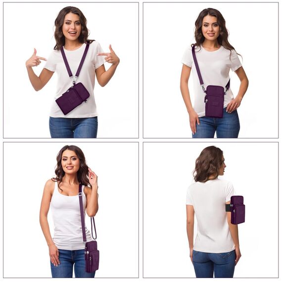 Aucuu Handytasche zum Umhängen Damen, Oxford-Stoff-Handytasche Damen-Umhängetasche Dunkelviolett