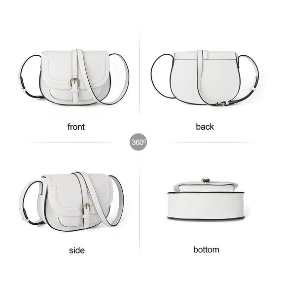 AFKOMST - Umhängetasche für Damen, kleine Geldbörse und Schultertasche, Vintage-Satteltaschen, veganes Leder, weiß, Small