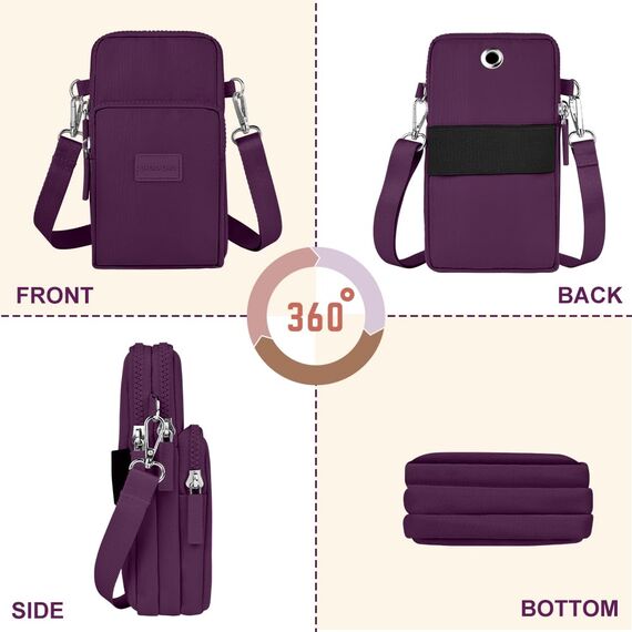 Aucuu Handytasche zum Umhängen Damen, Oxford-Stoff-Handytasche Damen-Umhängetasche Dunkelviolett