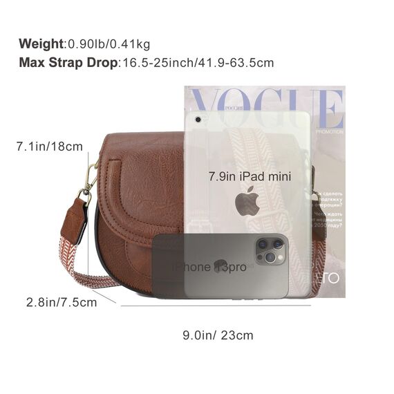 AFKOMST Umhängetasche für Damen Kleiner Beutel und Schultertasche Vintage Sattel Handtaschen Veganes Leder, Small