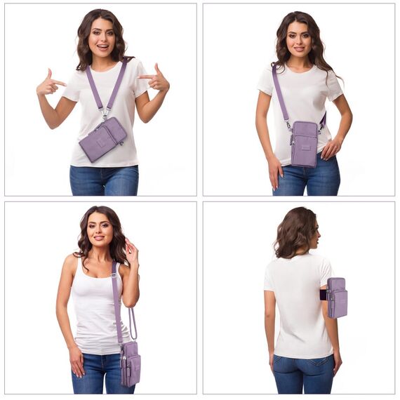 Aucuu Handytasche zum Umhängen Damen, Kleine Umhängetasche mit Kopfhörer Eingang, Geldbörse Damen, Crossbody Schultertasche Handytasche, Verstellbar Abnehmbar Schultergurt für Handy 7 Zoll