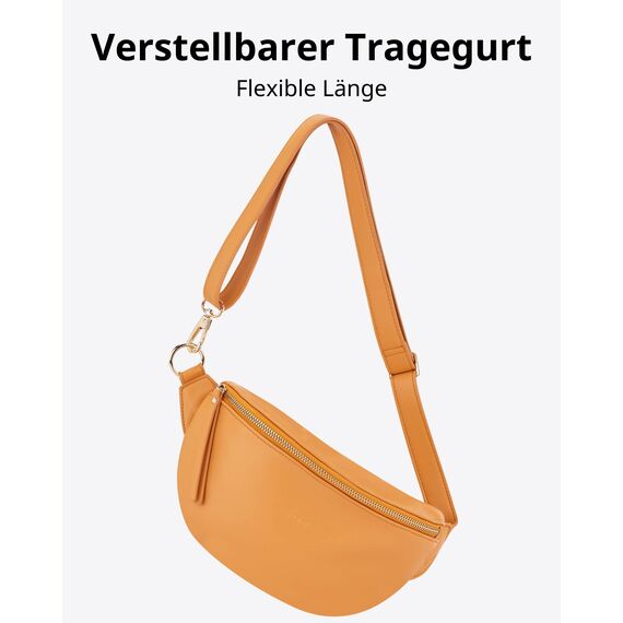 Expatrié Bauchtasche Damen Orange - Alice Small - Gürteltasche für Festival, Reisen & Alltag aus Veganem Leder - Brusttasche Stylisch - Wasserabweisend