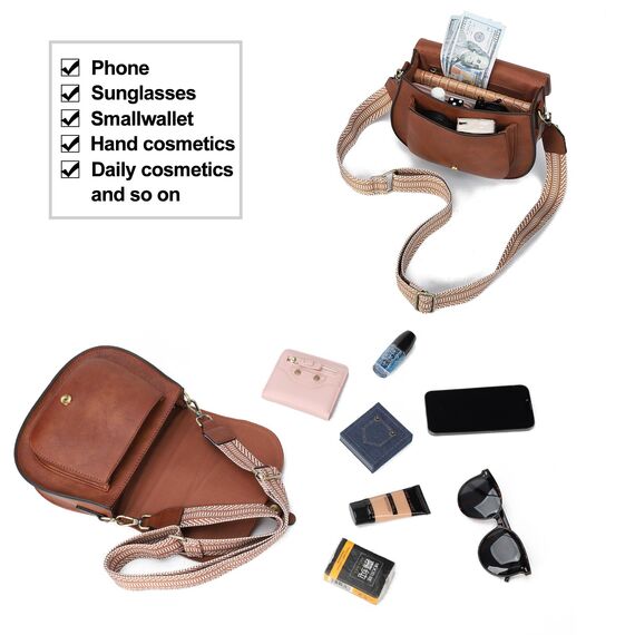 AFKOMST Umhängetasche für Damen Kleiner Beutel und Schultertasche Vintage Sattel Handtaschen Veganes Leder, Small