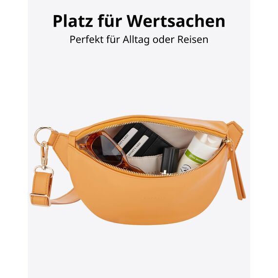 Expatrié Bauchtasche Damen Orange - Alice Small - Gürteltasche für Festival, Reisen & Alltag aus Veganem Leder - Brusttasche Stylisch - Wasserabweisend