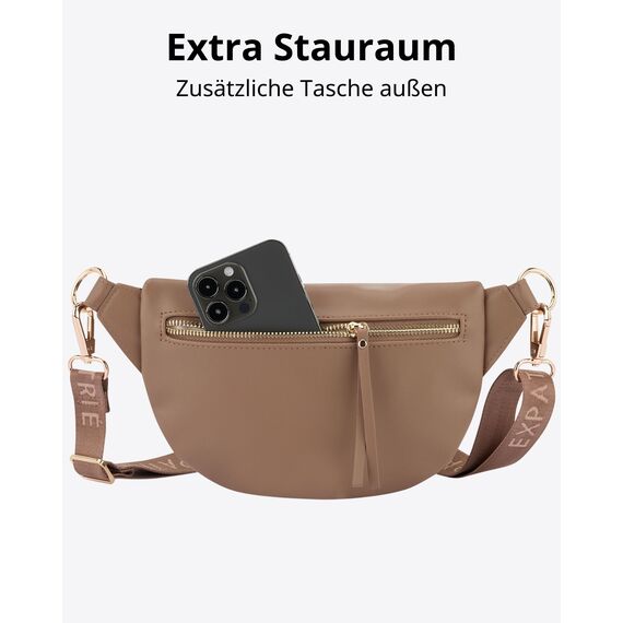 Expatrié Bauchtasche Damen Braun - Alice Small - Gürteltasche für Festival, Reisen & Alltag aus Veganem Leder - Brusttasche Stylisch - Wasserabweisend