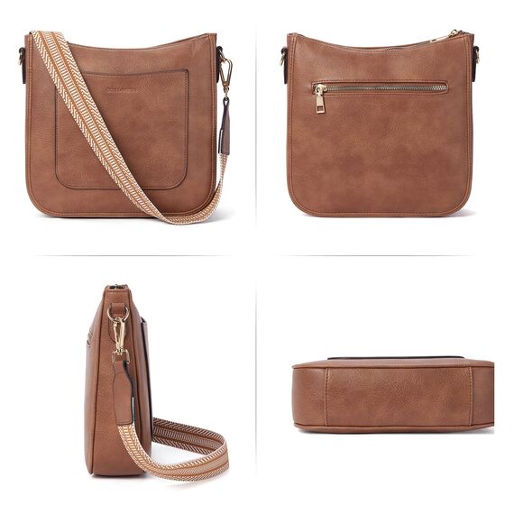 BOSTANTEN umhängetasche damen mittelgroß Handtaschen damen-schultertaschen aus PU Leder shopper tasche für Frauen Hobo Crossbody Bags mit verstellbarem Farbigem Riemen Braun