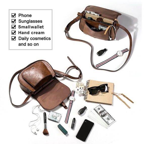 AFKOMST Umhängetasche Damen Klein, Frauen PU Leder Schultertaschen, Handtasche Damen, mit Verstellbar Abnehmbar Schultergurt