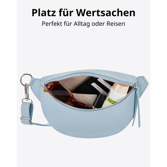 Expatrié Bauchtasche Damen Hellblau - Alice Small - Gürteltasche für Festival, Reisen & Alltag aus Veganem Leder - Brusttasche Stylisch - Wasserabweisend