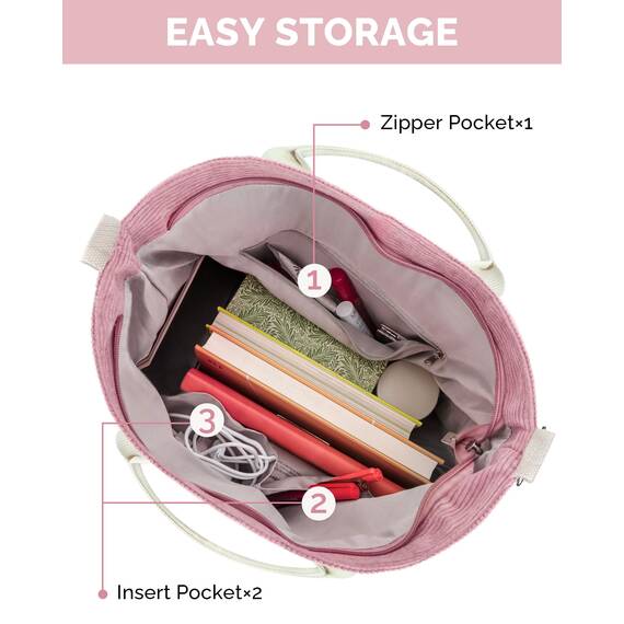 Prite Shopper Tasche Damen Groß Cordtaschen Tote Bag Cord Beuteltasche Stofftasche mit Verstellbarem Schultergurt für Arbeit Reisen Einkaufen Schule College