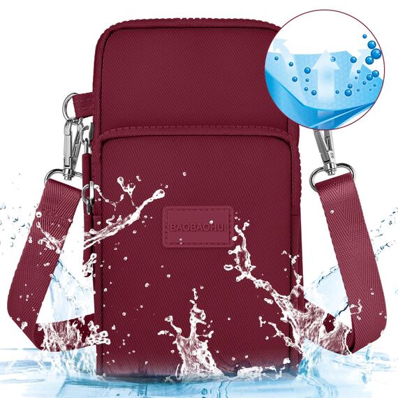 Aucuu Handytasche zum Umhängen Damen, Kleine Umhängetasche mit Kopfhörer Eingang, Geldbörse Damen, Crossbody Schultertasche Handytasche, Verstellbar Abnehmbar Schultergurt für Handy unter 7 Zoll