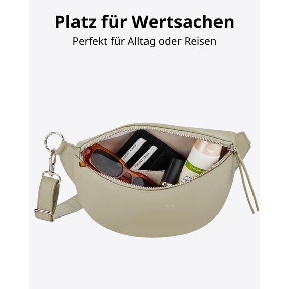 Expatrié Bauchtasche Damen Grün - Alice Small - Gürteltasche für Festival, Reisen & Alltag aus Veganem Leder - Brusttasche Stylisch - Wasserabweisend