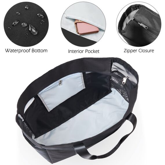 KALIDI Mesh Strandtasche XXL Familie, Strandtasche mit Reißverschluss Shopper Damen Groß Badetasche, Beach Bag Einkaufstaschen für Reisen Einkaufen und Alltag, Braun