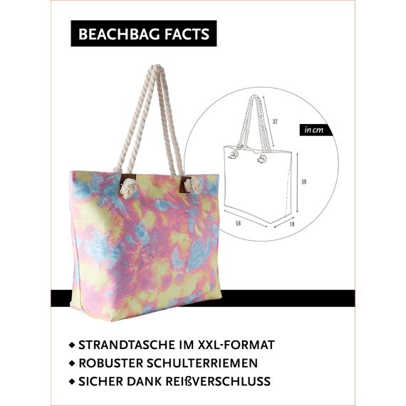 DonDon große Strandtasche XXL mit Reißverschluss - Umhängetasche Damen - große Badetasche für Urlaub vielseitige Shopper Tasche Damen für Strand Urlaub Must Haves Beach bag - Retro Batik