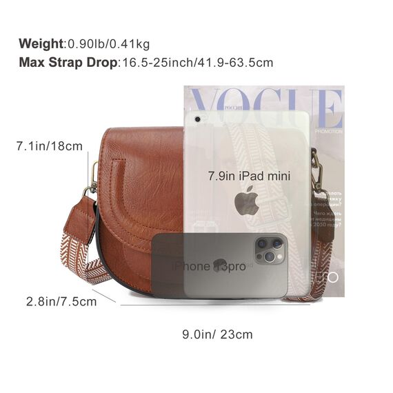 AFKOMST Umhängetasche für Damen Kleiner Beutel und Schultertasche Vintage Sattel Handtaschen Veganes Leder, Small