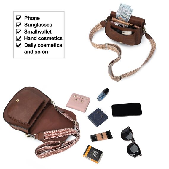 AFKOMST Umhängetasche für Damen Kleiner Beutel und Schultertasche Vintage Sattel Handtaschen Veganes Leder, Small
